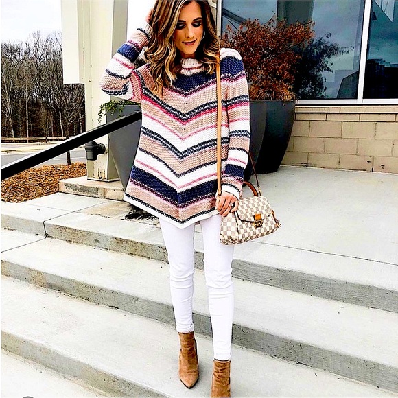 Caslon Sweaters - Caslon Striped Multi Colored Cotton Sweater Size X-Small NWOT